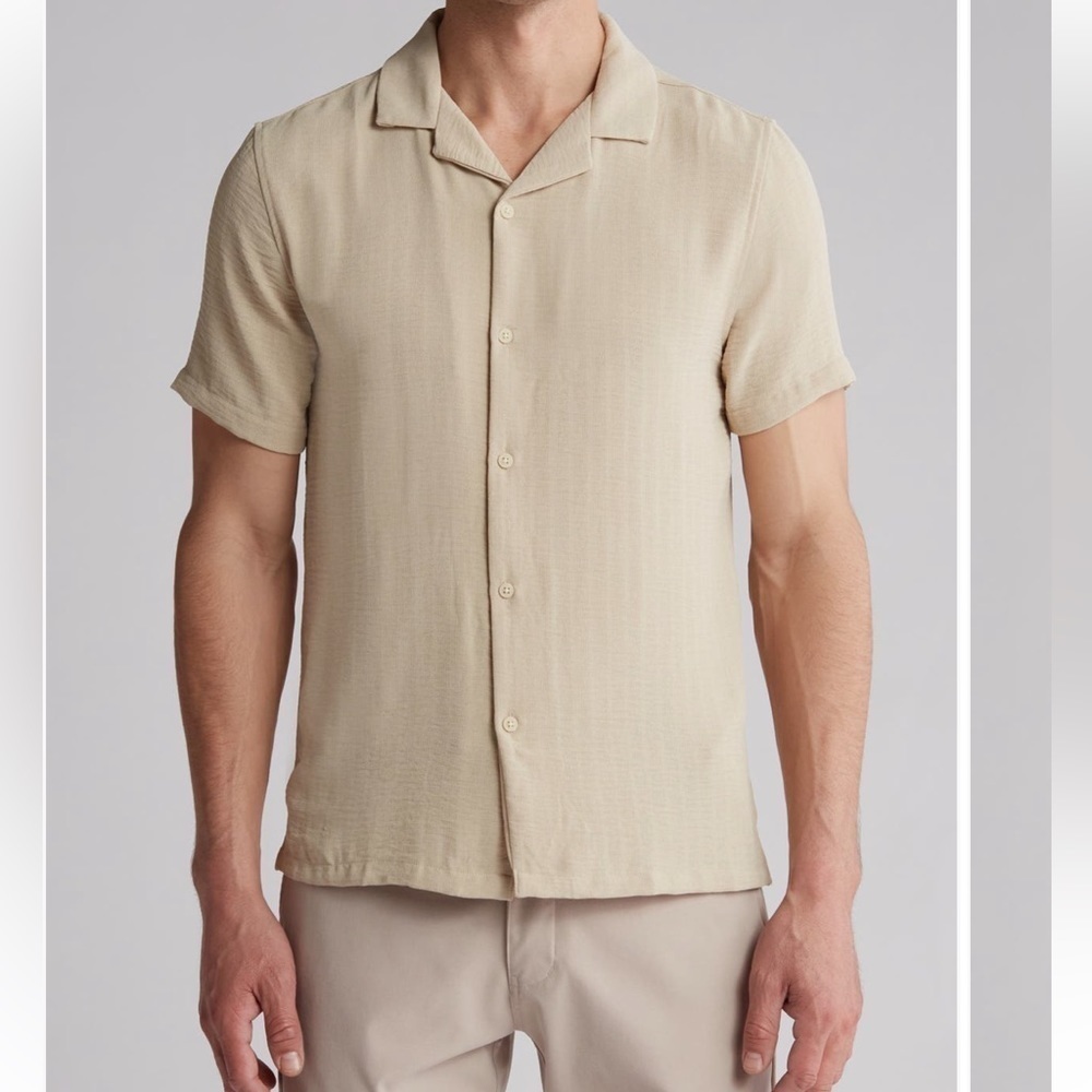 Mens textured shirt sleeve button up